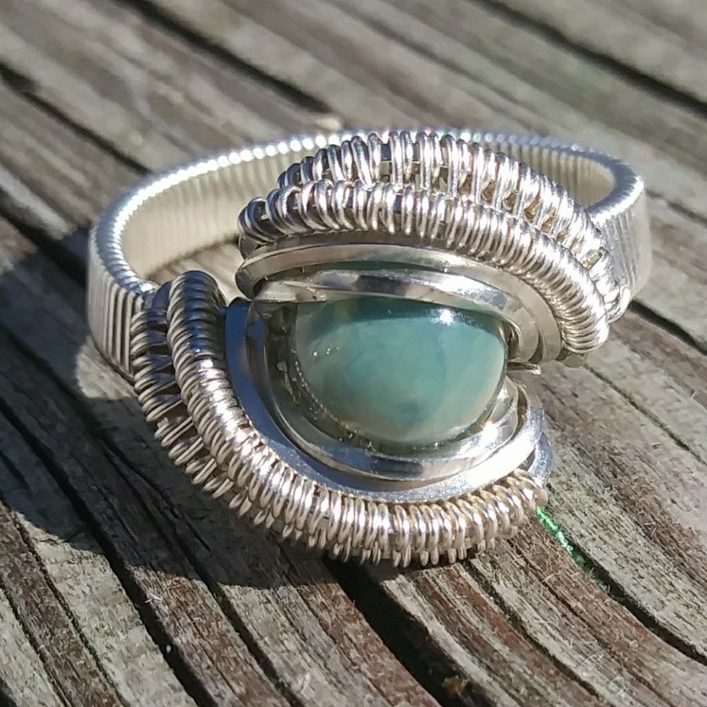.999 fine and sterling sliver wire wrapped ring